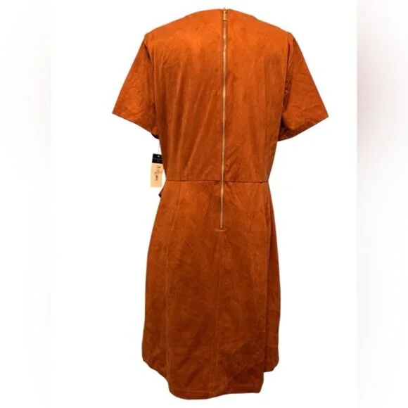 Tahari ASL Women’s Faux Suede Sheath Dress Size 14 Walnut NWT - Picture 3 of 10